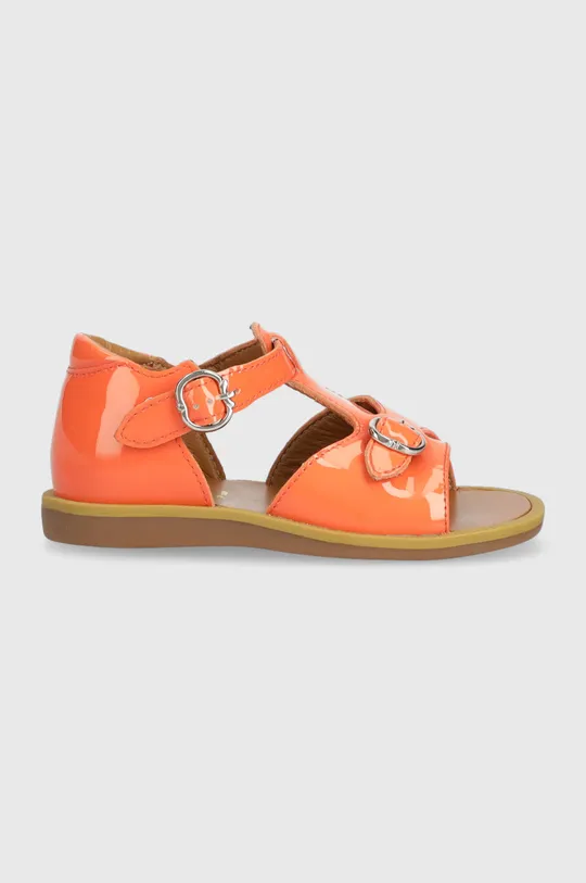 оранжевый Детские кожаные сандалии Pom D'api Для девочек