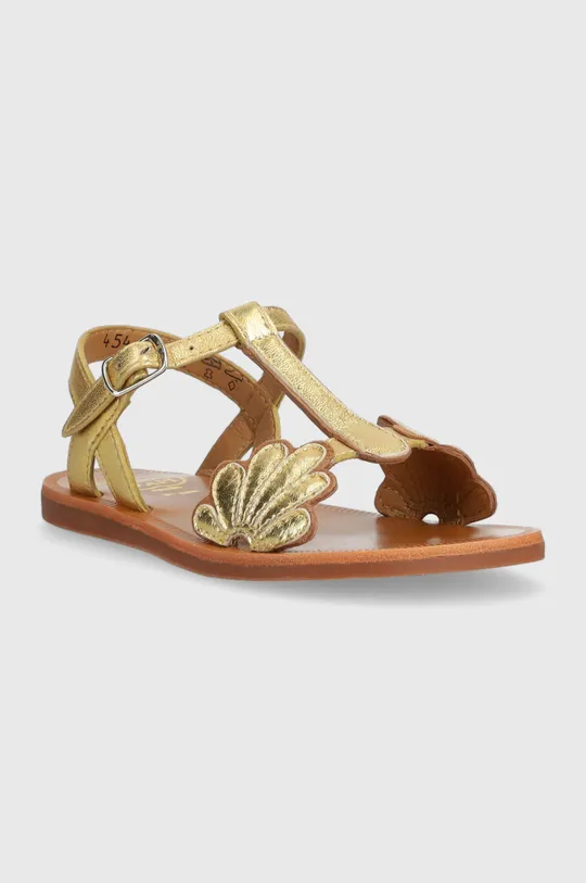 Detské kožené sandále Pom D'api zlatá