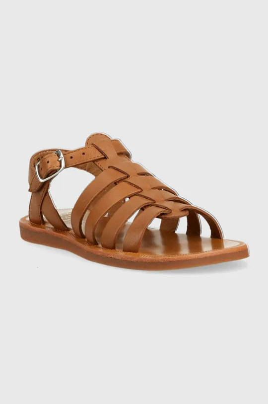 Detské kožené sandále Pom D'api hnedá