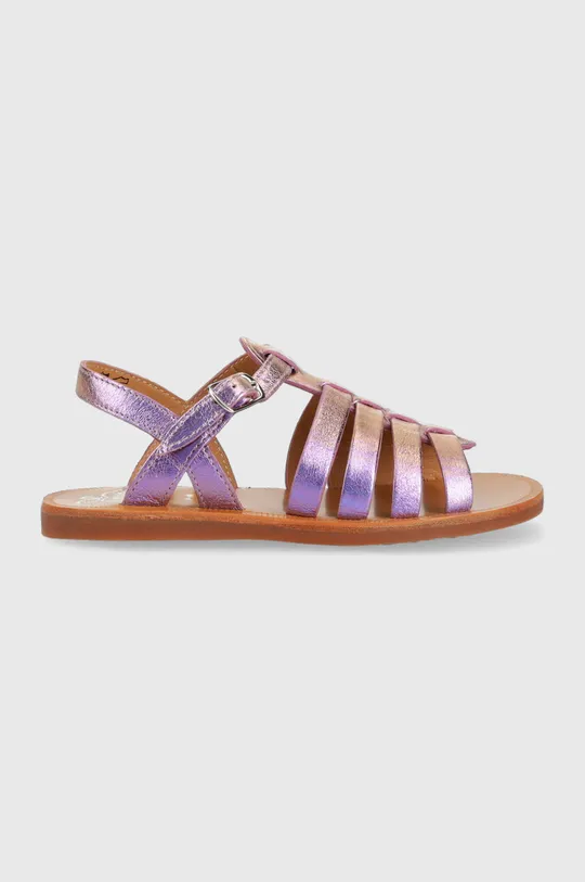 фіолетовий Дитячі шкіряні сандалі Pom D'api Для дівчаток