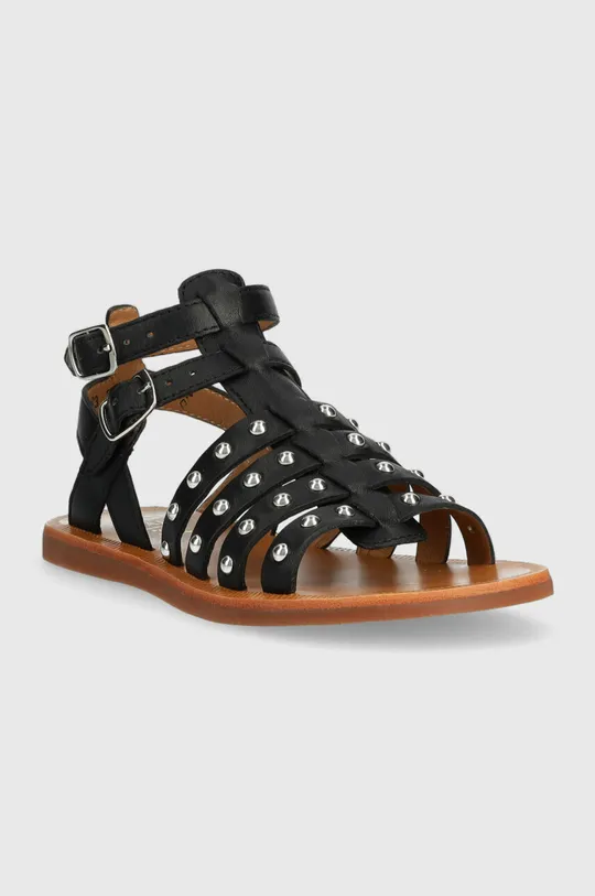 Detské kožené sandále Pom D'api čierna