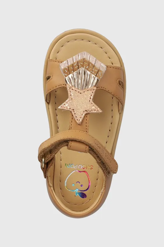 hnedá Detské kožené sandále Shoo Pom
