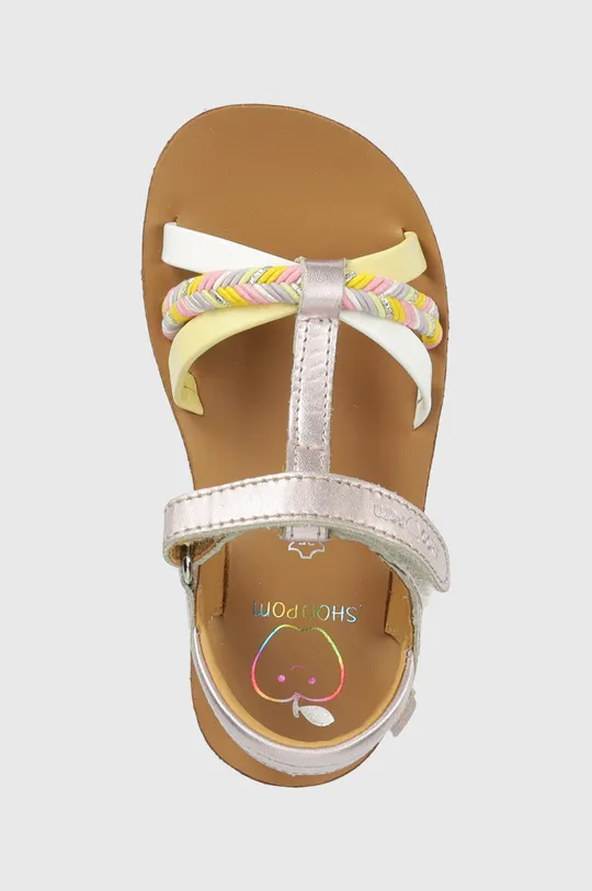strieborná Detské kožené sandále Shoo Pom