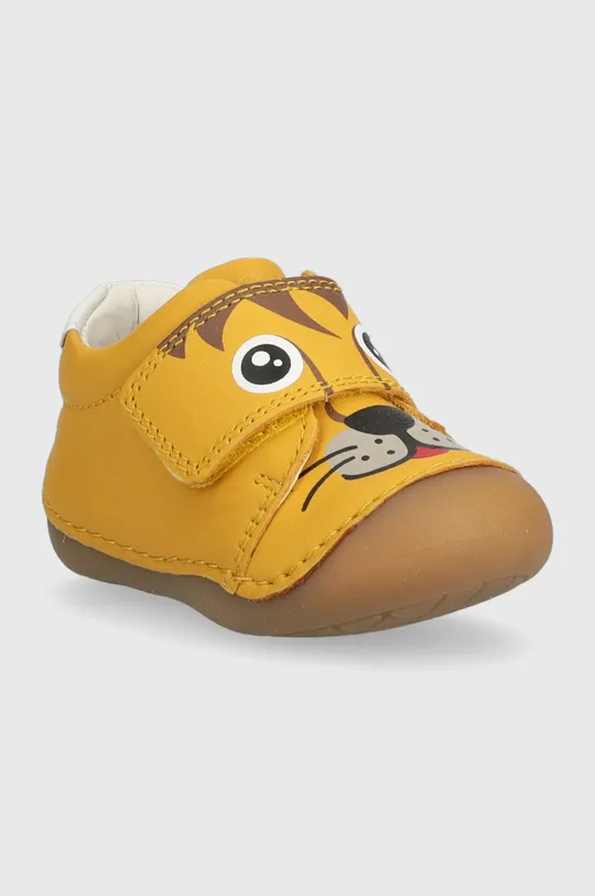Παιδικά δερμάτινα αθλητικά παπούτσια Geox κίτρινο