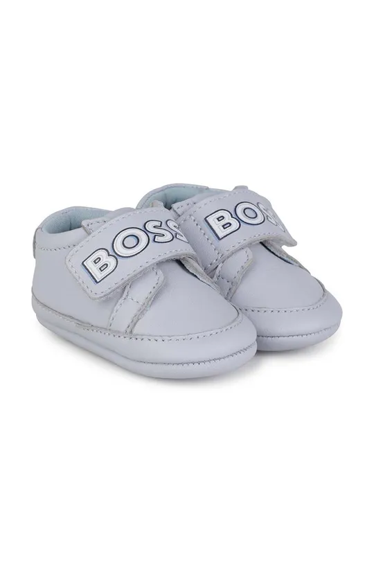 světle modrá Dětské kožené sneakers boty BOSS Dětský