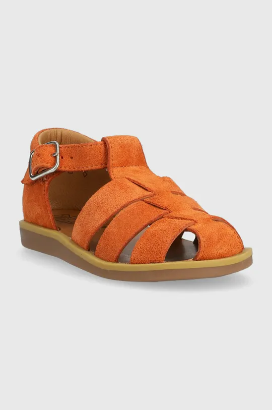 Otroški usnjeni sandali Calvin Klein oranžna