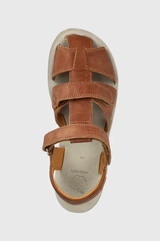 hnedá Detské kožené sandále Shoo Pom