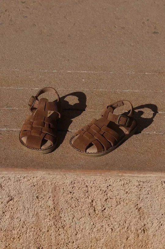 béžová Detské semišové sandále Konges Sløjd Detský