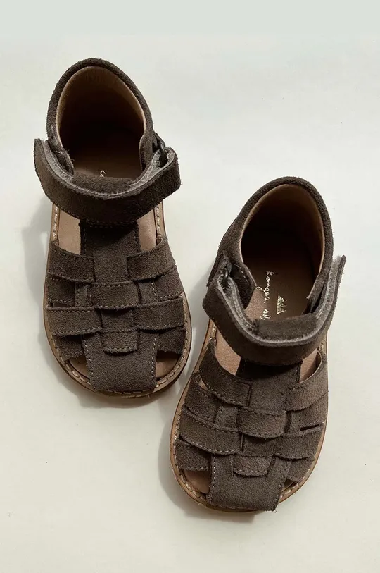 sivá Detské kožené sandále Konges Sløjd Detský