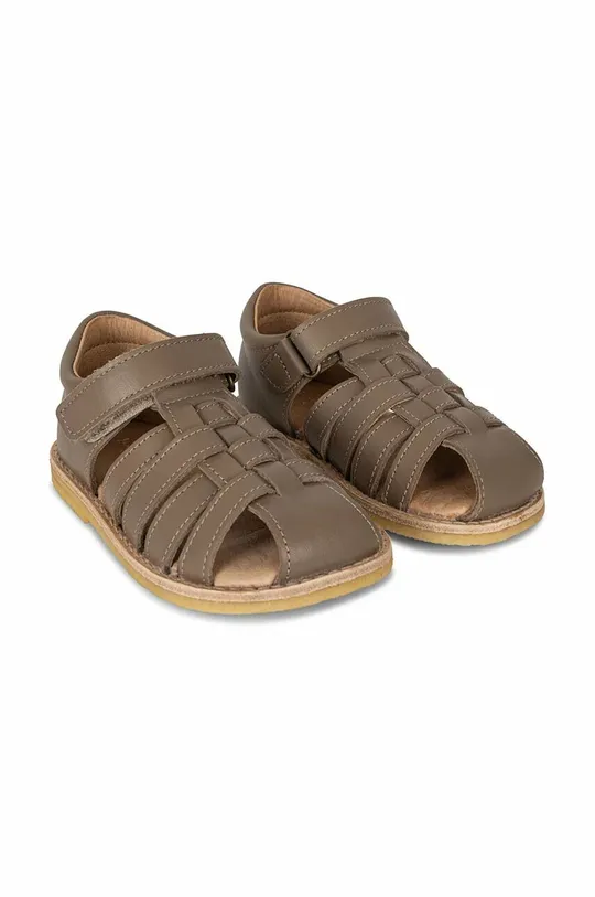 Detské kožené sandále Konges Sløjd sivá