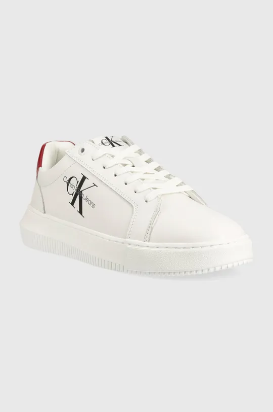 Δερμάτινα αθλητικά παπούτσια Calvin Klein Jeans YM0YM00681 CHUNKY CUPSOLE MONOLOGO λευκό