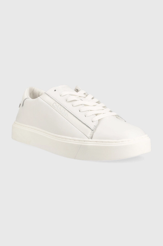 Kožne tenisice Calvin Klein Hm0hm00861 Low Top Lace Up Lth bijela