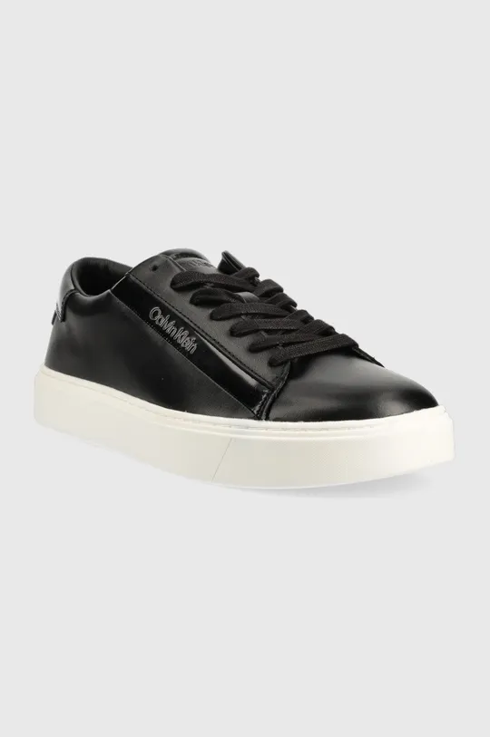 Δερμάτινα αθλητικά παπούτσια Calvin Klein Hm0hm00861 Low Top Lace Up Lth μαύρο