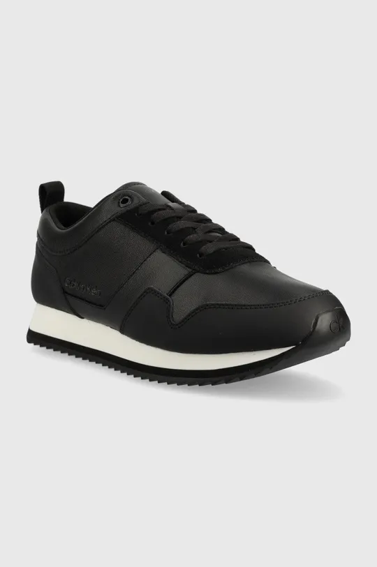 Δερμάτινα αθλητικά παπούτσια Calvin Klein HM0HM00998 LOW TOP LACE UP LTH μαύρο