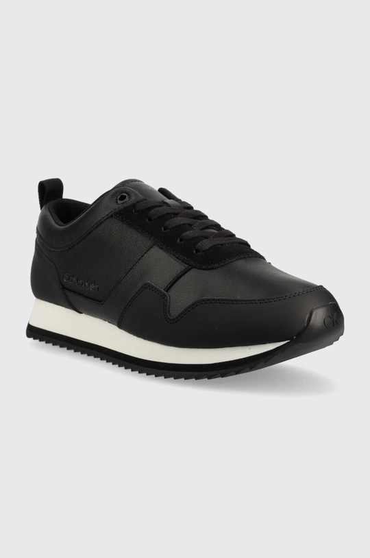 Calvin Klein bőr sportcipő HM0HM00998 LOW TOP LACE UP LTH fekete