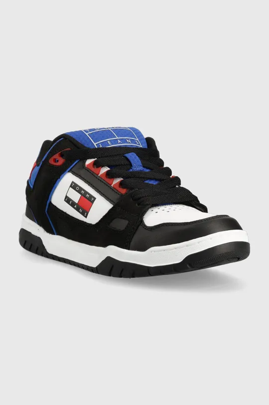 Tommy Jeans bőr sportcipő Skate Sneaker fekete