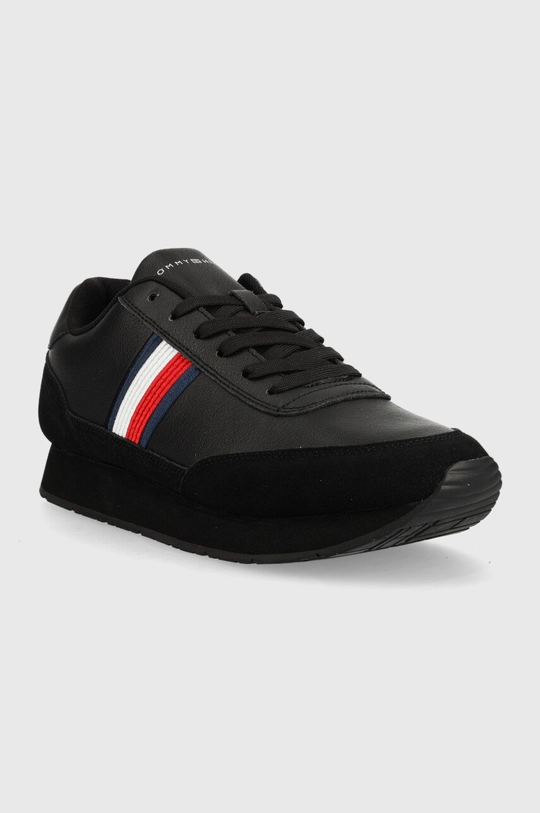 Kožené tenisky Tommy Hilfiger FM0FM04397 CORE EVA RUNNER CORPORATE LEA čierna