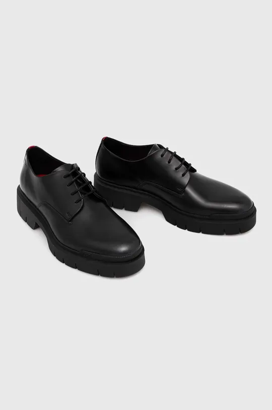 Kožne cipele HUGO Denzel crna