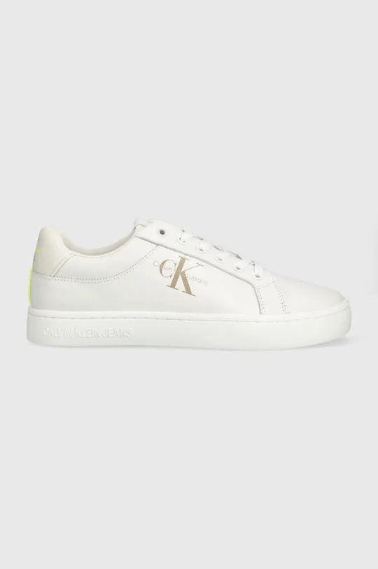 biały Calvin Klein Jeans sneakersy skórzane CLASSIC CUPSOLE FLUO CONTRAST Męski