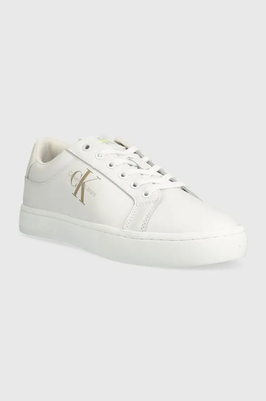 Δερμάτινα αθλητικά παπούτσια Calvin Klein Jeans CLASSIC CUPSOLE FLUO CONTRAST λευκό