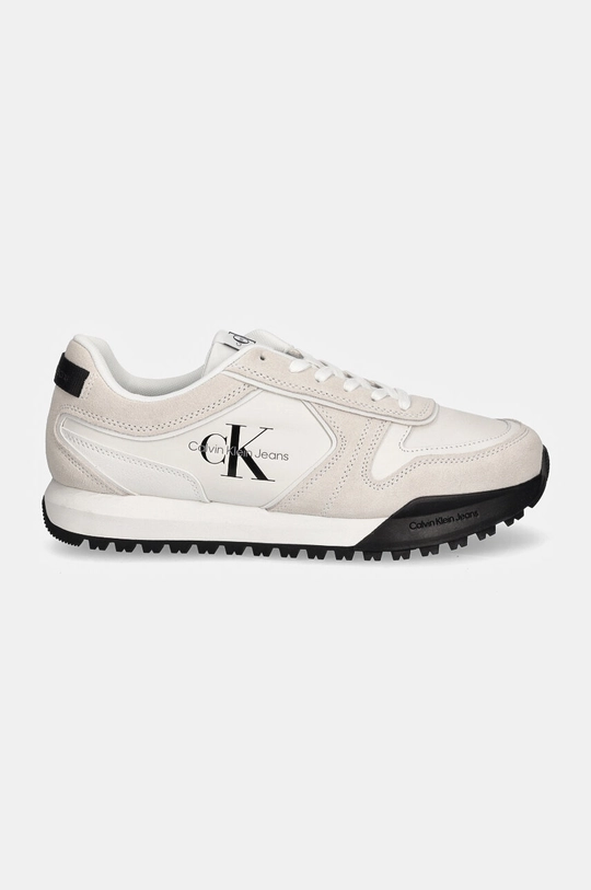 Kožené sneakers boty Calvin Klein Jeans TOOTHY RUNNER IRREGULAR LINES YM0YM00624 bílá AW24