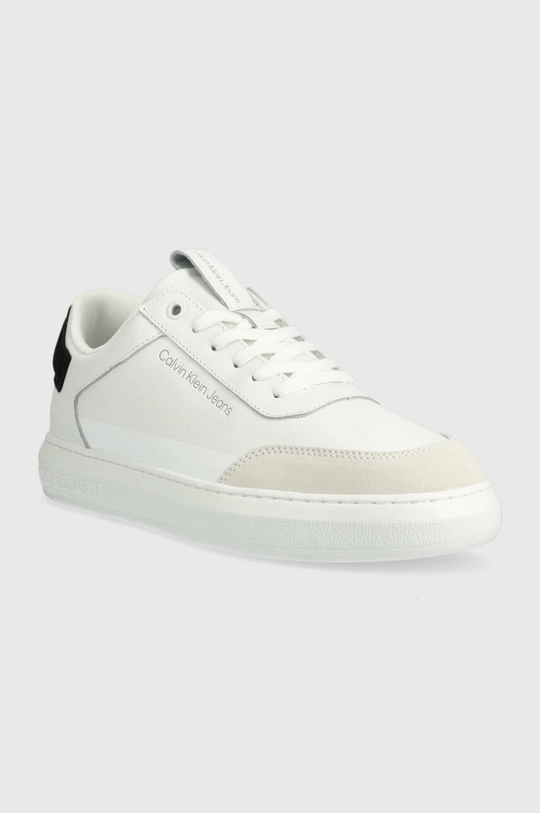 Kožené tenisky Calvin Klein Jeans CASUAL CUPSOLE HIGH/LOW FREQ biela