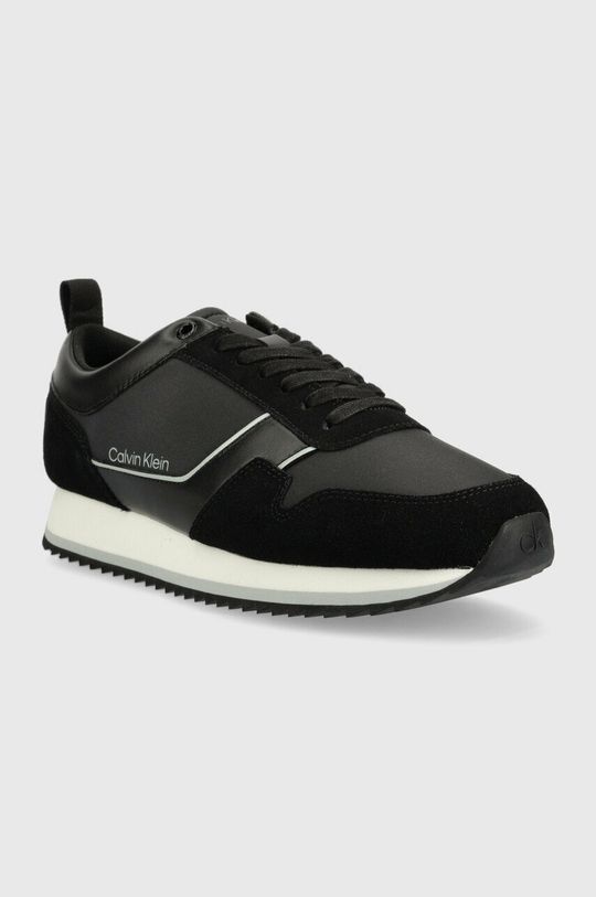 Sneakers boty Calvin Klein LOW TOP LACE UP MIX černá