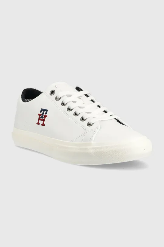 Δερμάτινα αθλητικά παπούτσια Tommy Hilfiger TH HI VULC STREET LOW LEATHER λευκό