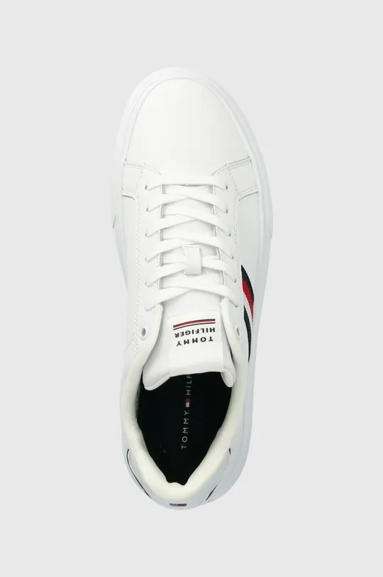 λευκό Δερμάτινα ελαφριά παπούτσια Tommy Hilfiger CORPORATE LEATHER CUP STRIPES