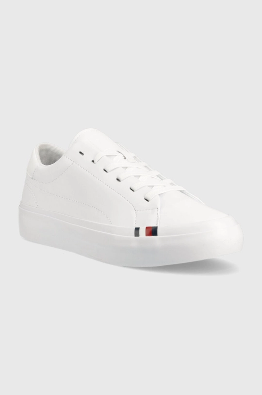 Δερμάτινα αθλητικά παπούτσια Tommy Hilfiger ELEVATED VULC LEATHER LOW λευκό