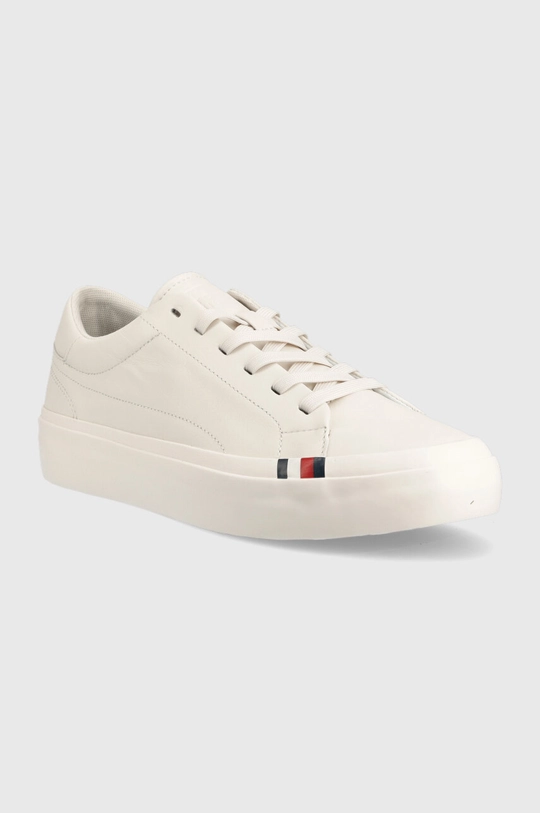 Kožne tenisice Tommy Hilfiger ELEVATED VULC LEATHER LOW bijela