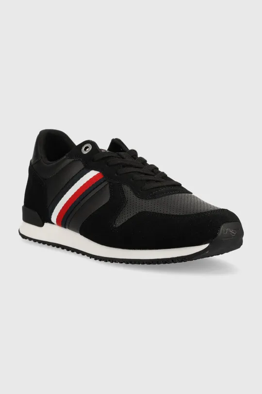 Tenisice Tommy Hilfiger ICONIC RUNNER STRIPES LEATHER crna