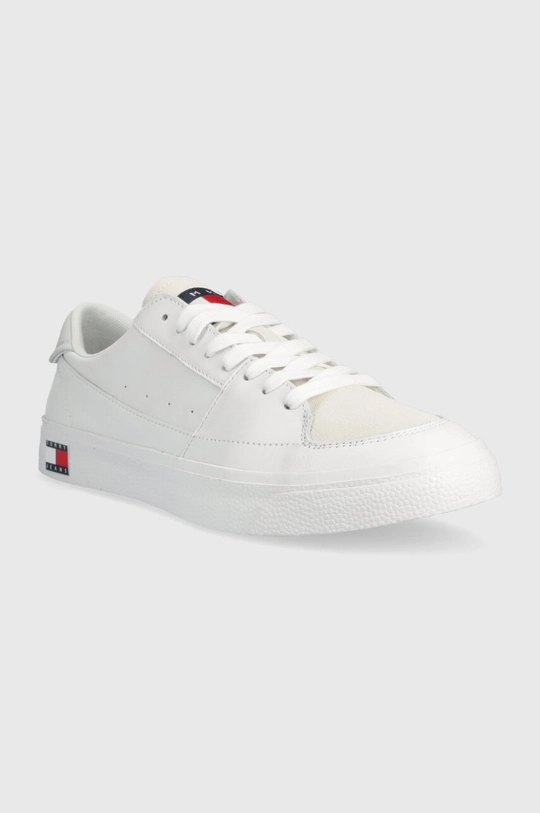 Tommy Jeans scarpe da ginnastica in pelle VULCANIZED ESS bianco