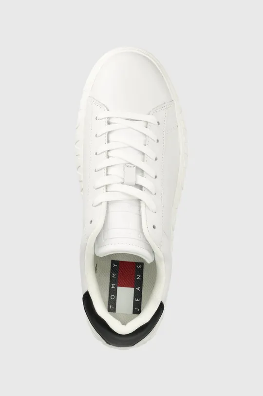 biały Tommy Jeans sneakersy skórzane LEATHER OUTSOLE