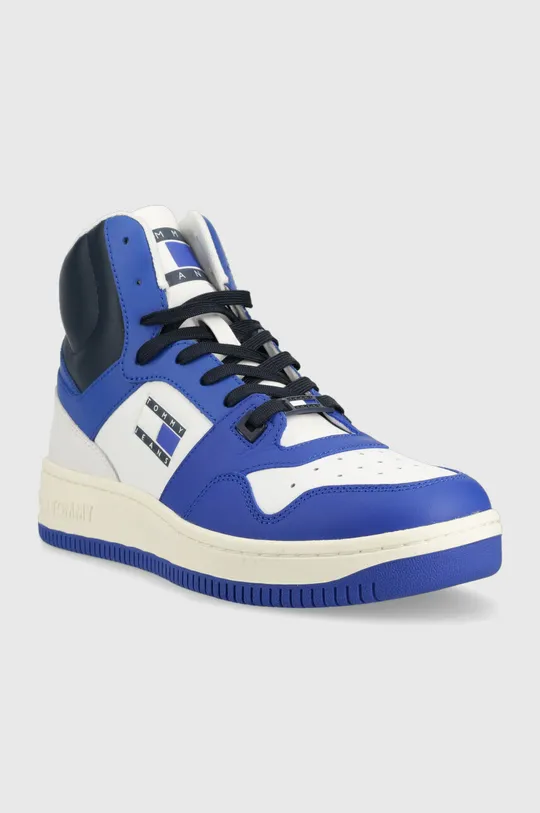 Δερμάτινα αθλητικά παπούτσια Tommy Jeans MID CUT BASKET μπλε