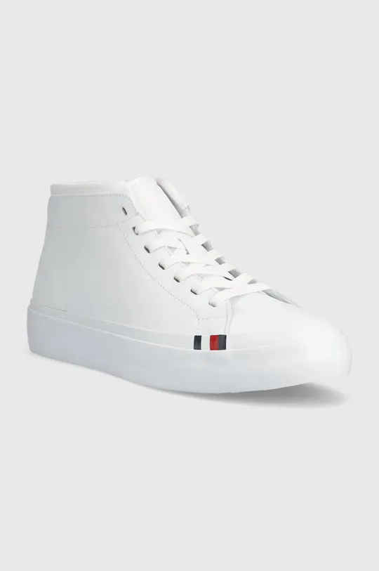 Δερμάτινα αθλητικά παπούτσια Tommy Hilfiger ELEVATED VULC LEATHER MID λευκό