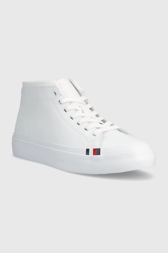 Δερμάτινα αθλητικά παπούτσια Tommy Hilfiger ELEVATED VULC LEATHER MID λευκό