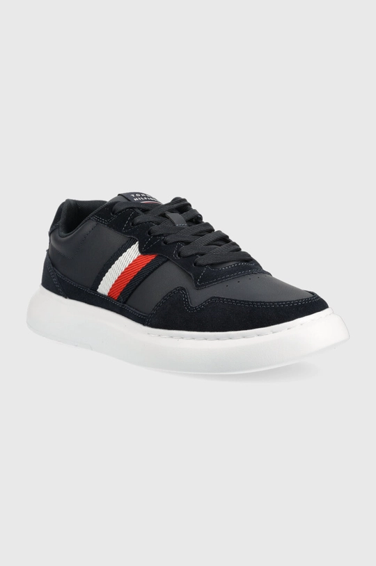 Tenisky Tommy Hilfiger LIGHTWEIGHT LEATHER MIX CUP tmavomodrá