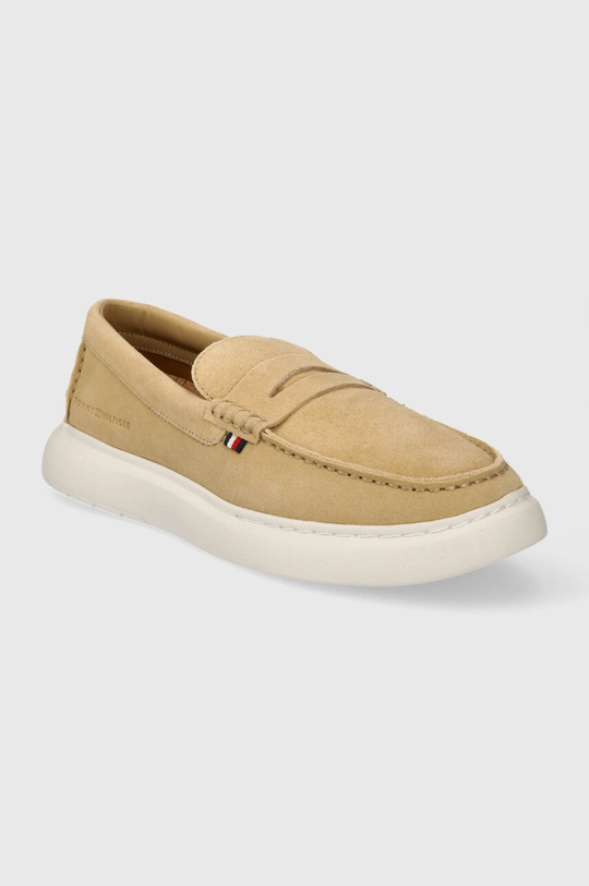 Tommy Hilfiger velúr mokaszin TOMMY HILFIGER HYBRID LOAFER bézs