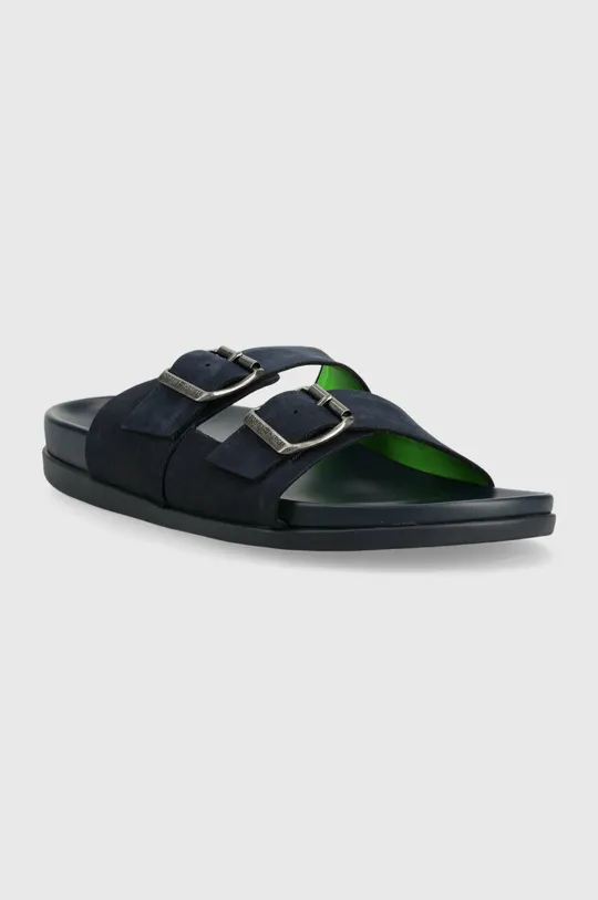 Tommy Hilfiger klapki zamszowe HILFIGER NUBUCK BUCKLES SANDAL granatowy