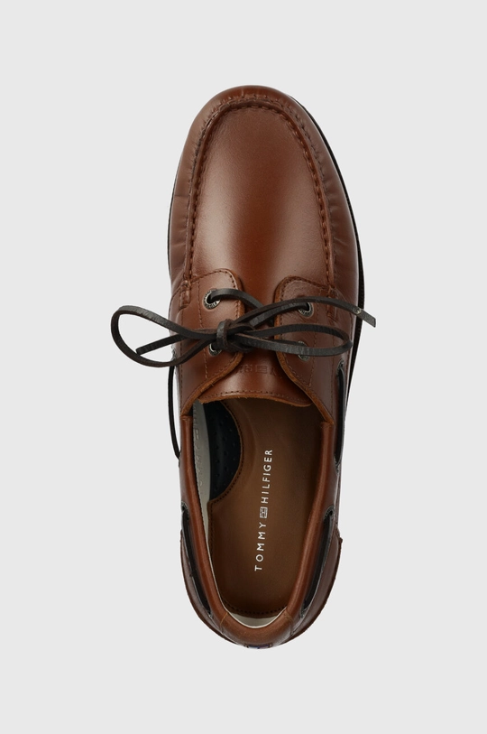 καφέ Δερμάτινα μοκασίνια Tommy Hilfiger TH BOAT SHOE CORE LEATHER