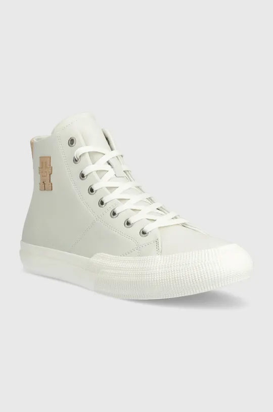 Tommy Hilfiger bőr sneaker TH HI VULC PREMIUM UNDYED szürke