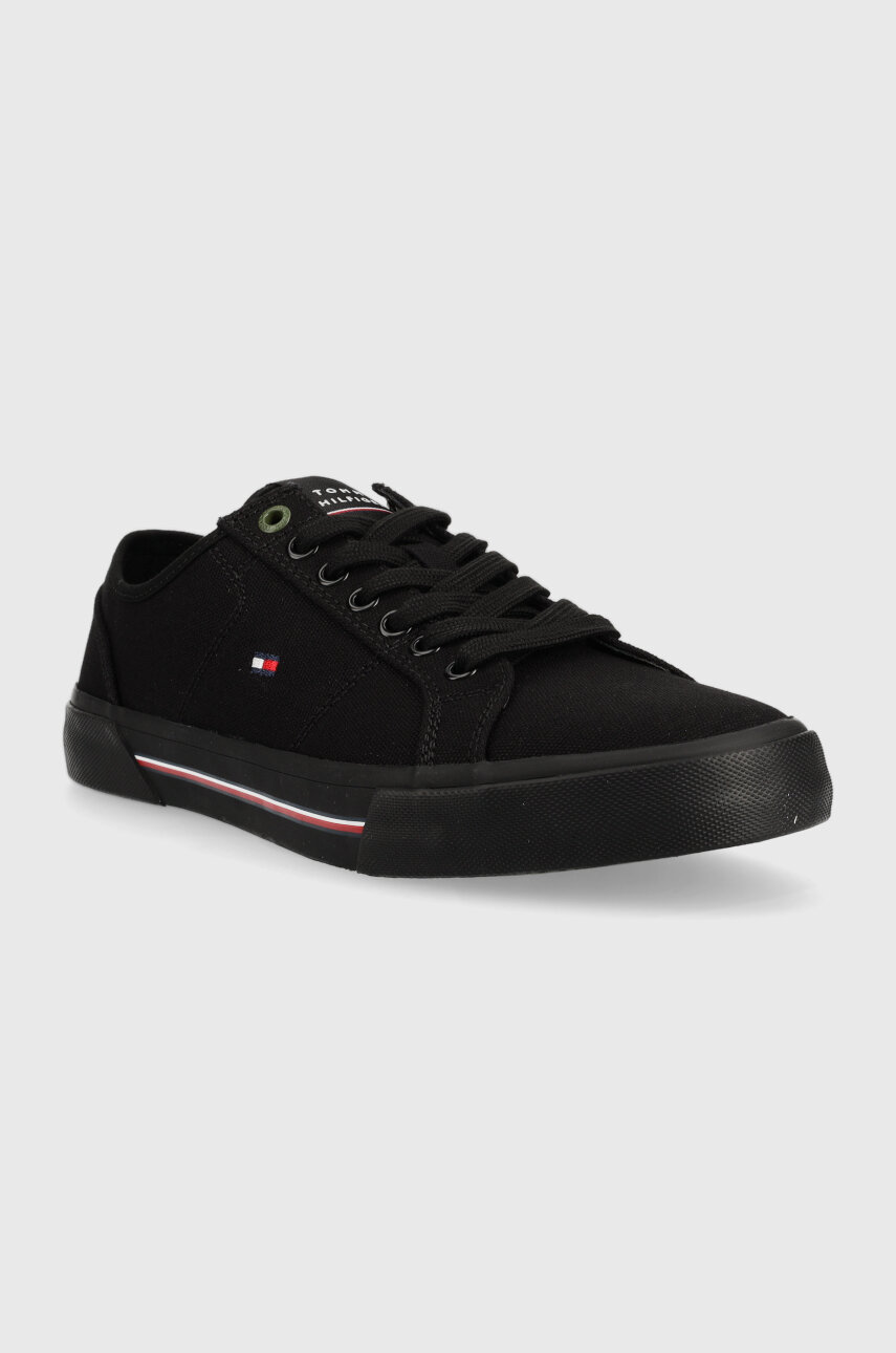 Кеды Tommy Hilfiger CORE CORPORATE VULC CANVAS мужские цвет чёрный ...
