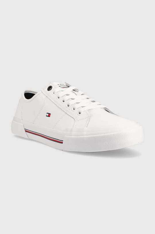 Δερμάτινα ελαφριά παπούτσια Tommy Hilfiger CORE CORPORATE VULC LEATHER λευκό