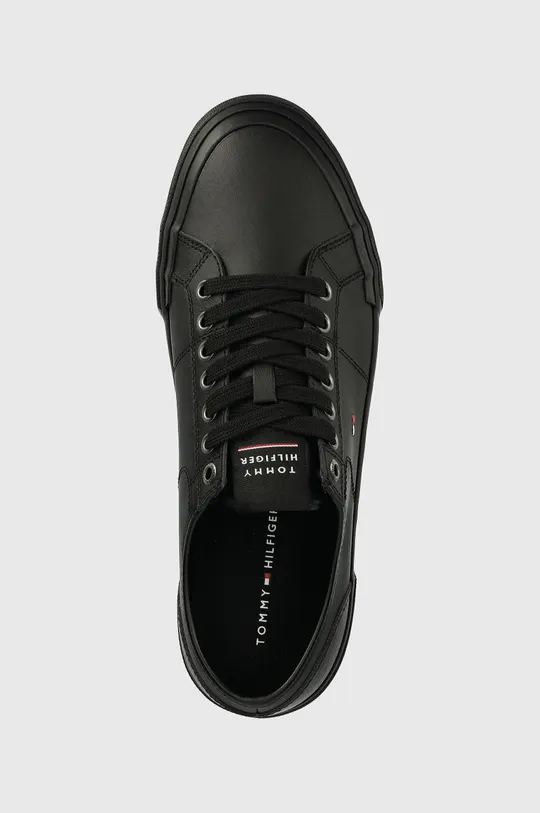μαύρο Δερμάτινα ελαφριά παπούτσια Tommy Hilfiger CORE CORPORATE VULC LEATHER