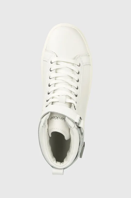 bela Usnjene superge Calvin Klein HIGH TOP LACE UP W/PLAQUE