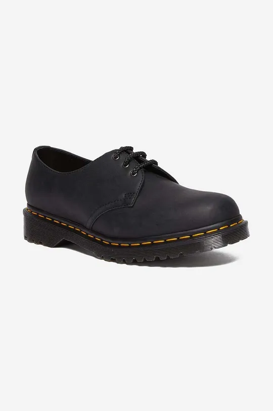 black Dr. Martens leather shoes 1461 Waxed Men’s