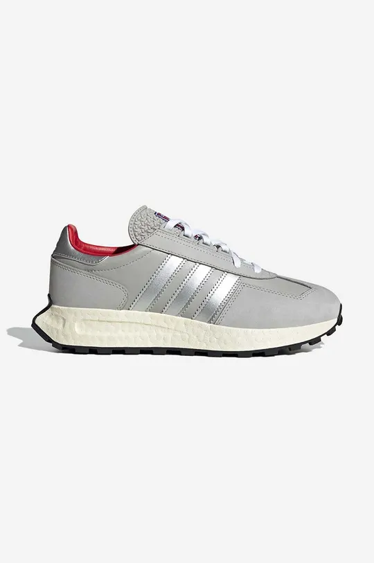 gray adidas Originals leather sneakers Retropy E5 Unisex