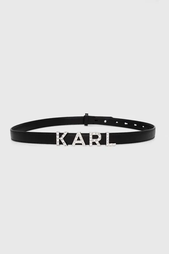 Δερμάτινη ζώνη Karl Lagerfeld μαύρο
