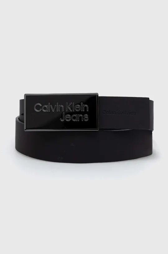 čierna Kožený opasok Calvin Klein Jeans Pánsky